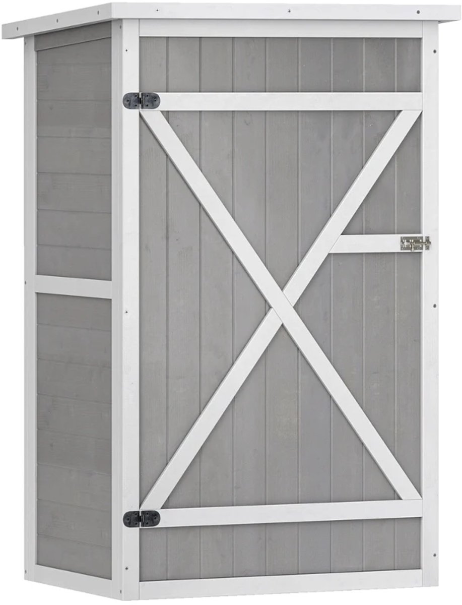 Houten Tuinschuur - 75x56x115 cm - Tuinhuis - Tuinkast - met Planken - Gereedschapsschuur - Opslagruimte Tuin - Tuingereedschap Bewaren - Weerbestendig - Grijs