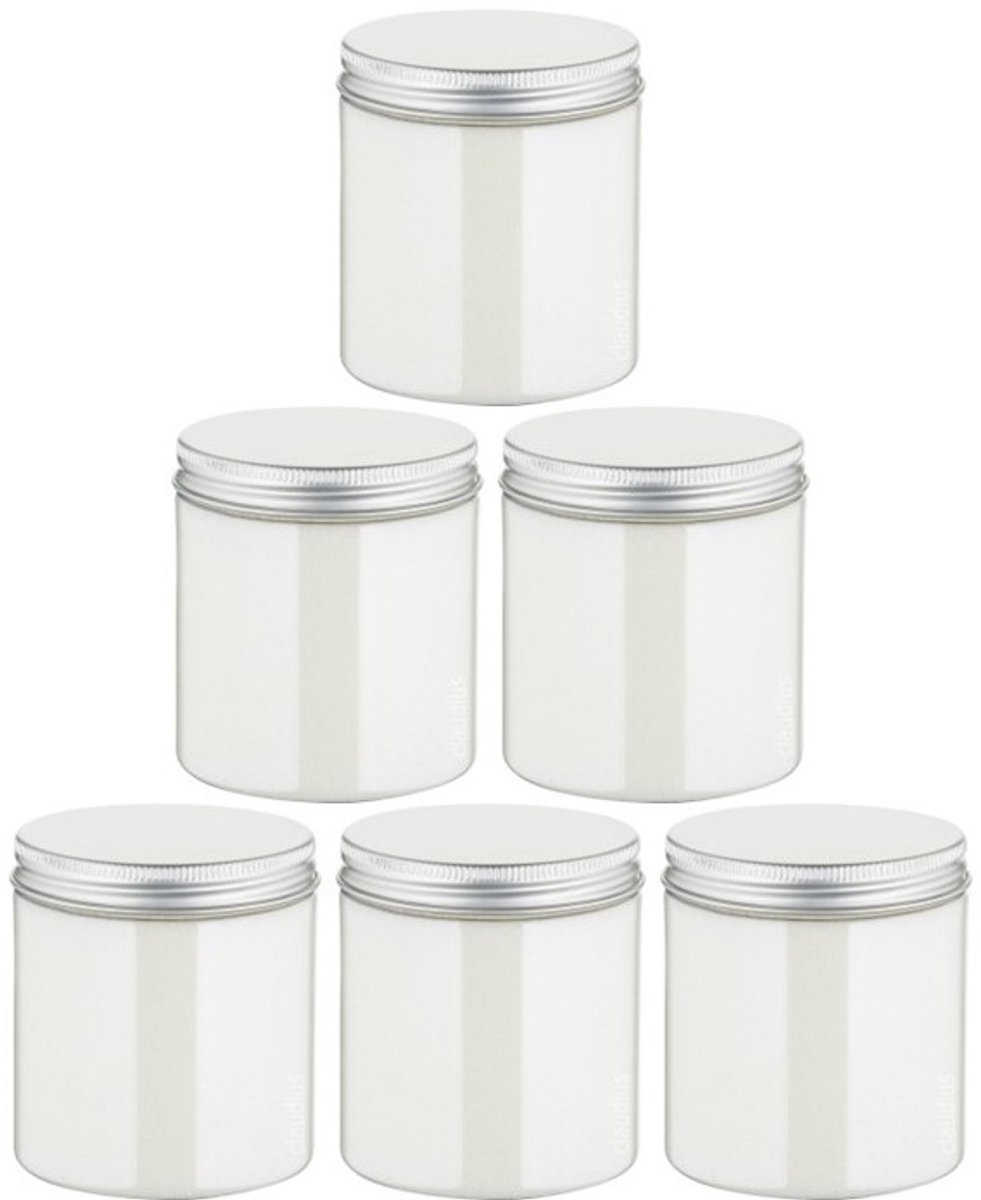Scrubzout White Lotus - 300 gram - Pot met aluminium deksel - set van 6 stuks - Hydraterende Lichaamsscrub