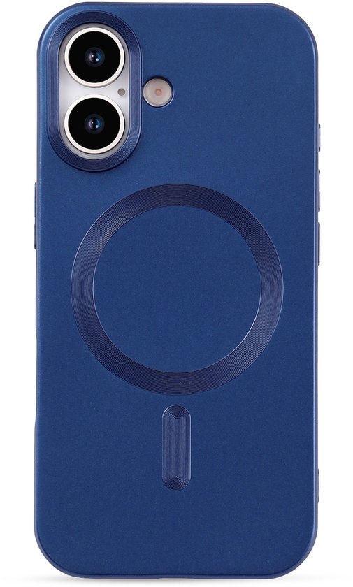 Casemania Hoesje Geschikt voor Apple iPhone 17 - Donker Blauw - Matte Siliconen Back Cover - Geschikt voor MagSafe