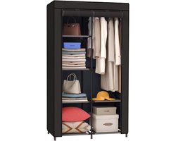 Brixy Kledingkast - Garderobekast - Kleerkast - Opvouwbaar - Stoffen Vouwkast - Campingkast - 88 x 45 x 168 cm - Zwart