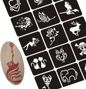 BukkitBow - Airbrush Stencil Set - 133 Zelfklevende Tattoo Sjablonen - PVC Body en Henna Stencils voor Glitter en Airbrush Tattoos