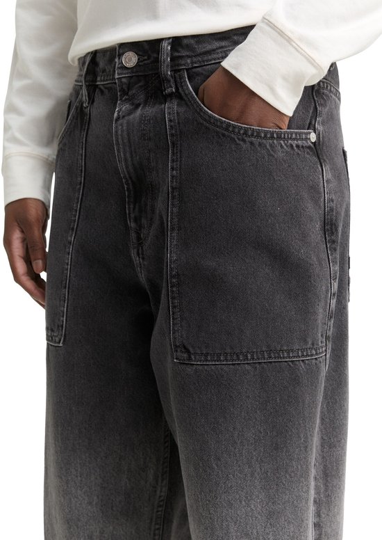 Donkergrijze denim spijkerbroek met een ombre-effect, met opgestikte zakken.