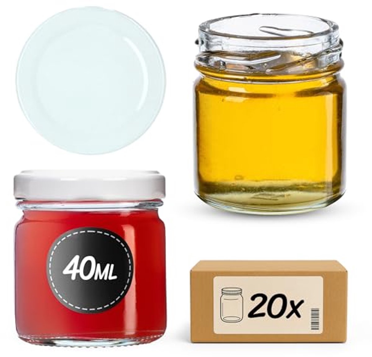 Mini Inmaakpotjes met Schroefdeksel - 20 Stuks - 40 ml Kruidenpotjes en proefpotten