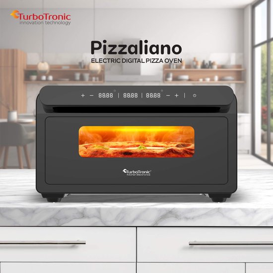 TurboTronic PO15 Elektrische Pizza Oven - Slimme Pizzaoven tot 400 °C - Zwart — afbeelding 2