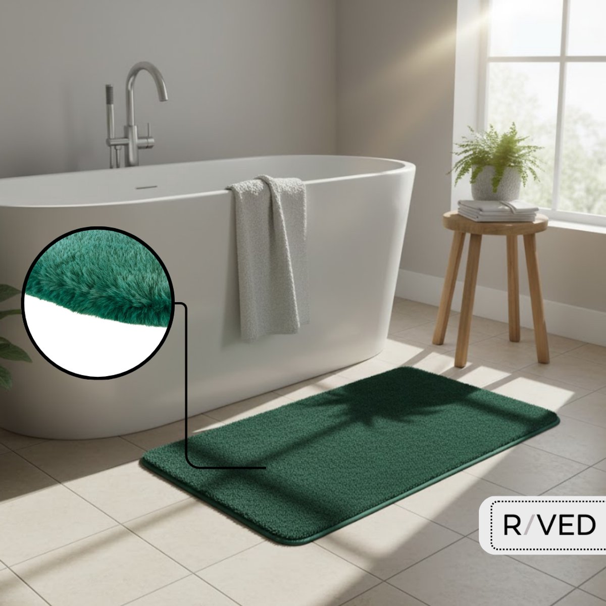 Raved Badmat 75×45 cm – Memory Foam – Anti-Slip – Wasbaar – Groen