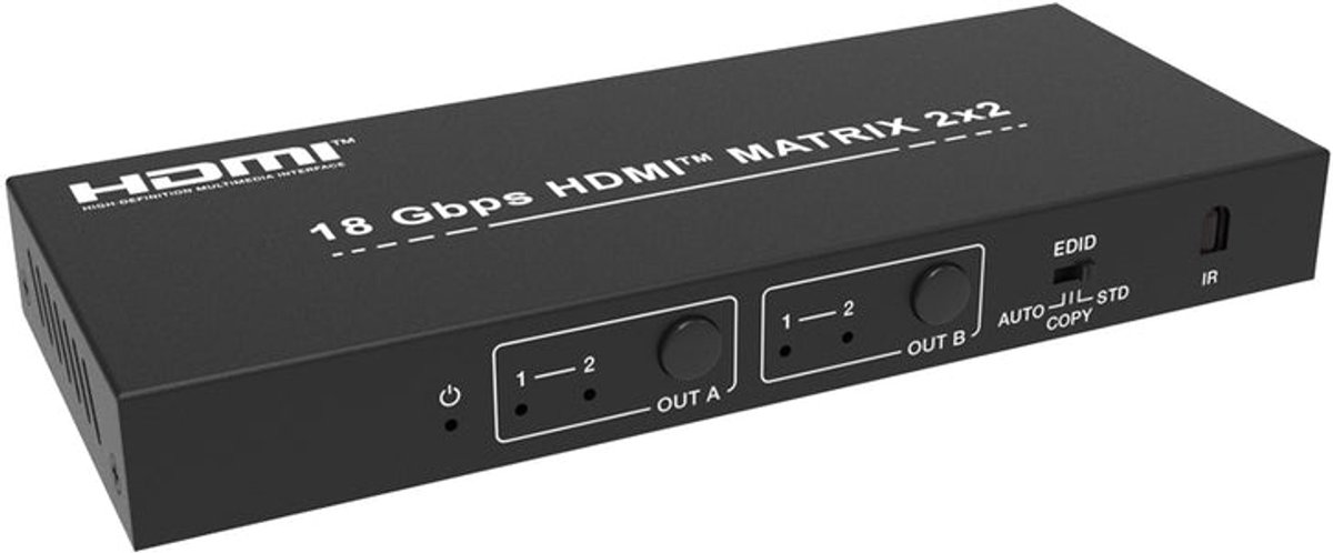 DVDO 4K 2×2 HDMI-matrixswitcher met audio-uitgangen en HDR