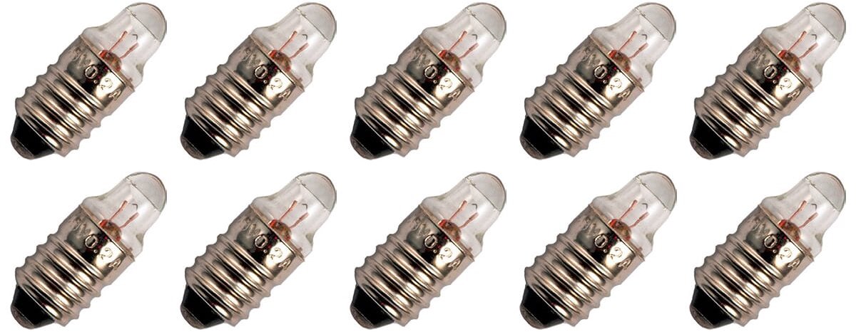 Signaallamp E10 2.2V 0.4W - 181 mAh - 10 stuks - T9 Gloeilamp Ø9mm - 23mm - 2500K - Dimbaar