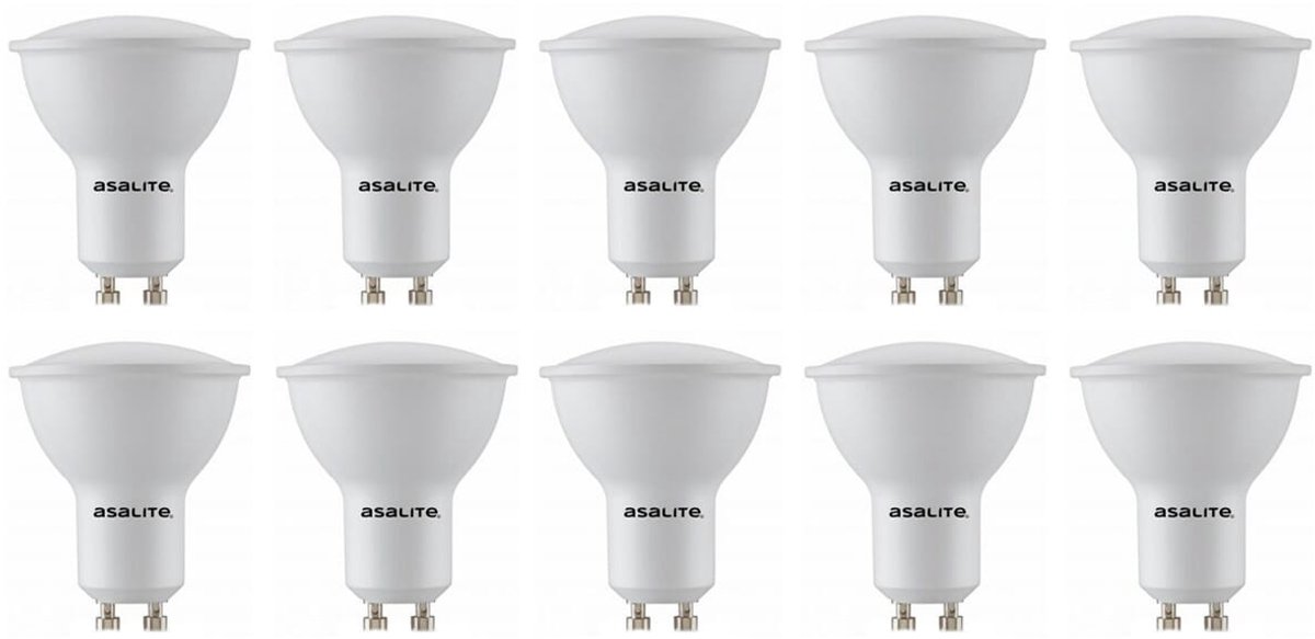 Asalite LED Lamp Spot GU10 Fitting - 5W = 35W - 410 Lumen - 3000K Warm Wit Licht - Niet Dimbaar - 220-240V - Ø50mm - GU10 LED Spotlamp - 10 stuks