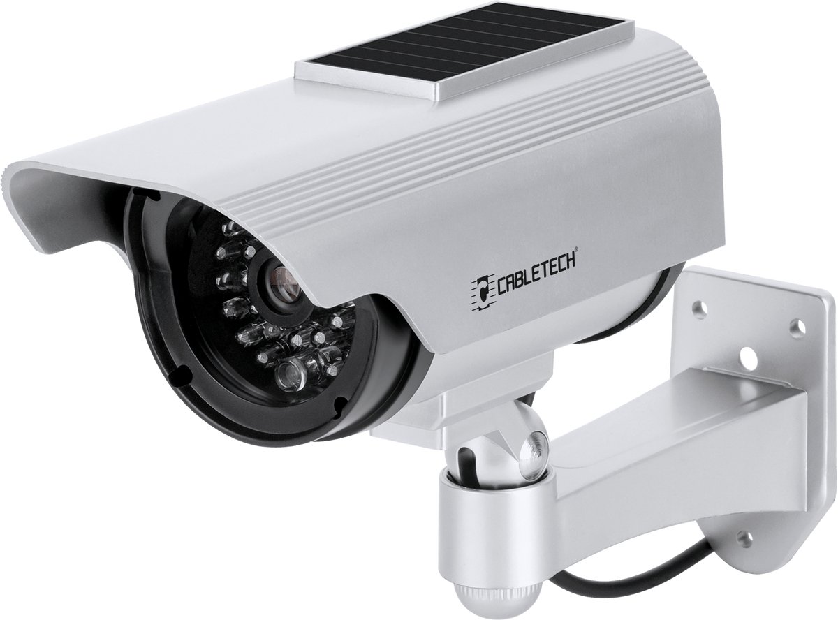 Cabletech Dummy Camera - Met Led Indicatie - Op Zonneenergie en Batterijen - DK-12 - Wit