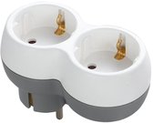 Technik Verdeelstekker Horizontaal- 2-Voudig - Doorvoerstekker - Stopcontact Splitter - Wit