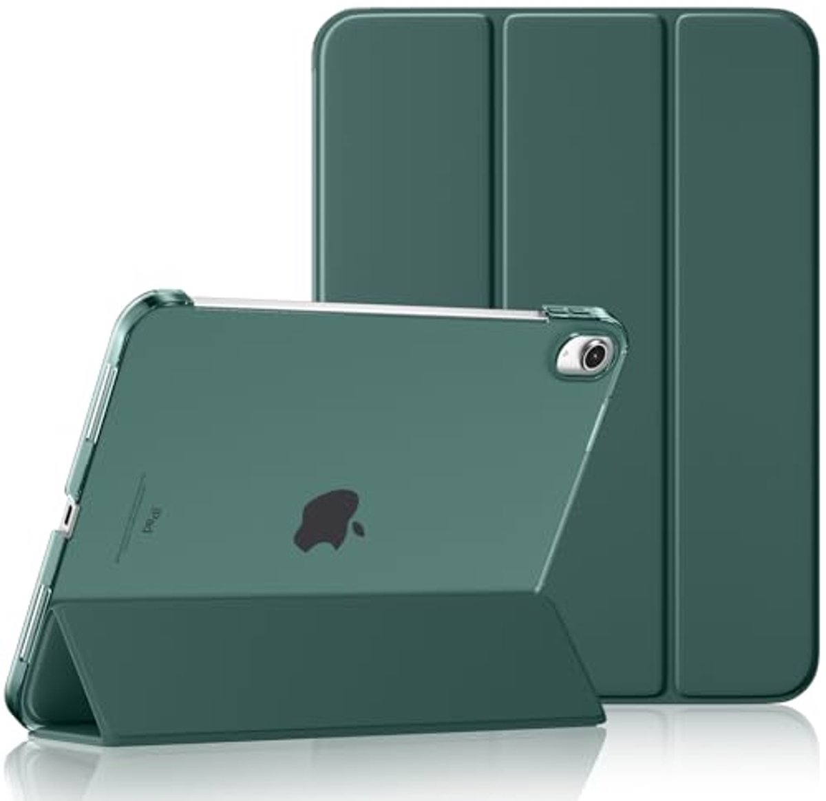 Maledan Hoes voor iPad 10 11 Generation (A16 2025 11 inch/2022 10,9 inch), slank, lichtgewicht, doorschijnend, PC achterkant, stootvaste case beschermhoes voor iPad 10, auto slapen/waken, dennengroen
