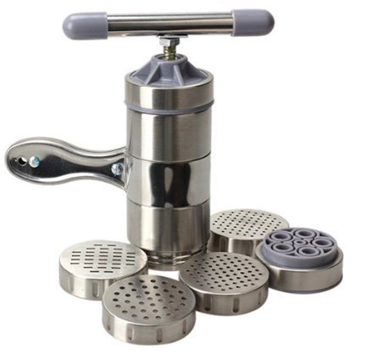 Newcreativetop Stainless Steel Hand Noodles Press Machine Pasta Maker with 5 Noodles Mould — afbeelding 3