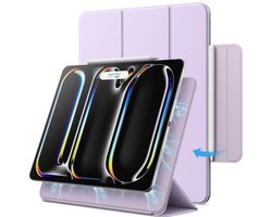 JETech Magnetic Case for iPad Pro 13-Inch M4 (2024), Support Pencil Pro and Pencil (USB-C), Powerful Magnet, Slim Trifold Stand Tablet Case Cover (Purple)