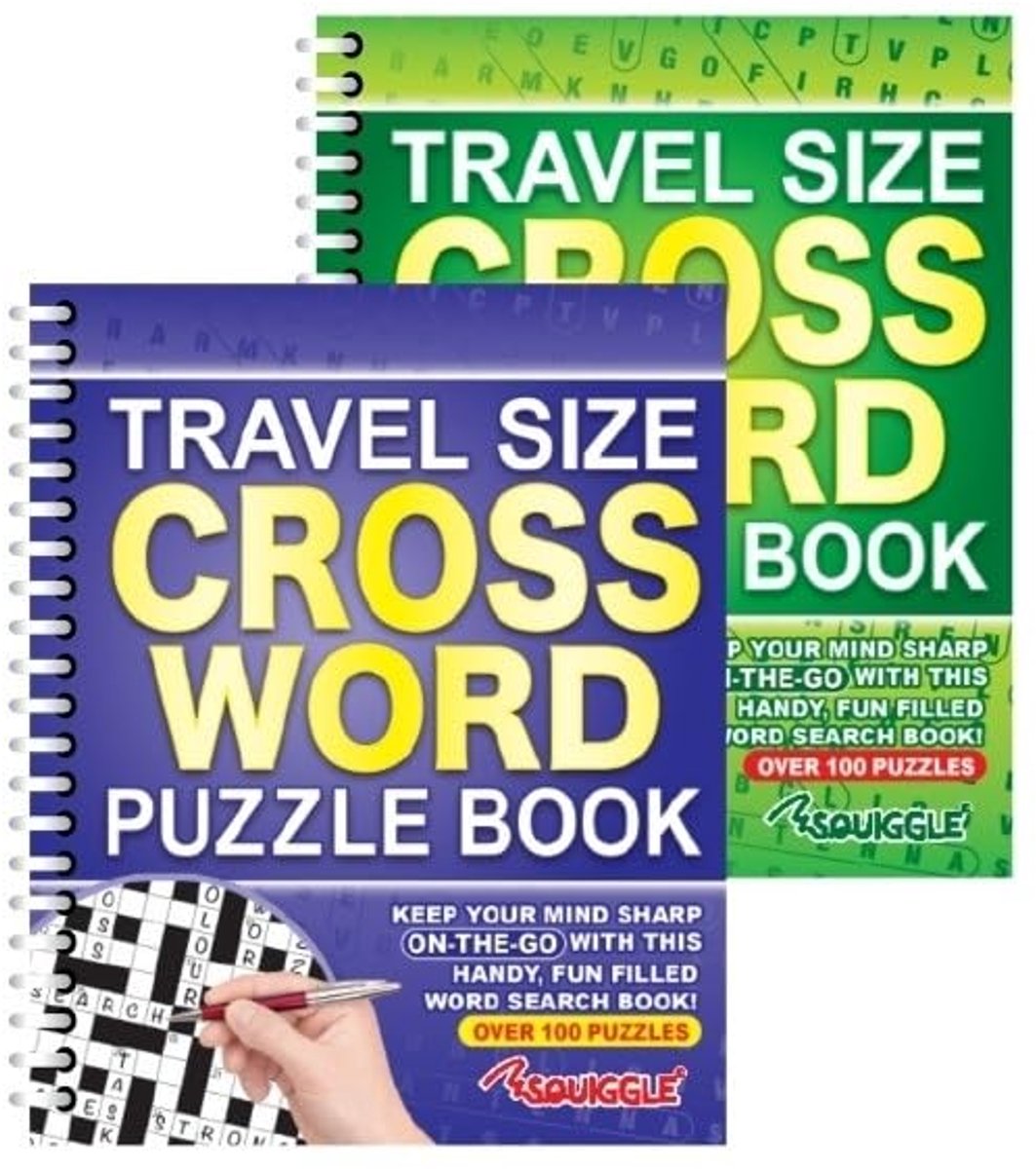 Sixstore Wiro A5 spiraalgebonden reisformaat kruiswoordraadselboek 1 kleur willekeurig verzenden, woordspelletjes, puzzelboek voor volwassenen, logische spellen, mentale oefeningen, compact puzzelboek