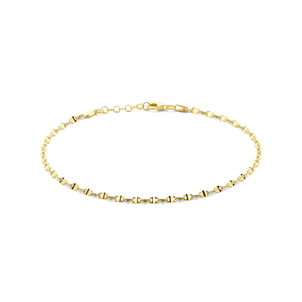 Goude enkelbandje - 2.8 mm 24 + 2 cm - 3 micron gold plated - 952 Zilver - Lev Sieraden