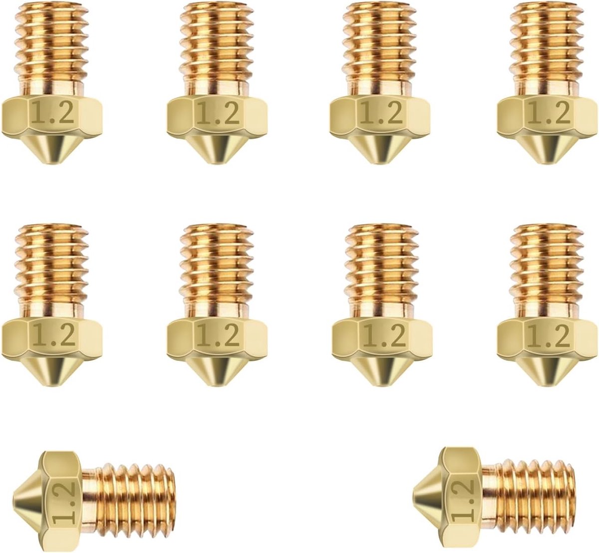 3D printer reserveonderdelen - 3D Printer Nozzles - 10-delige M6 Messing Nozzles 1,2mm, Geschikt voor 1,75mm Extruder