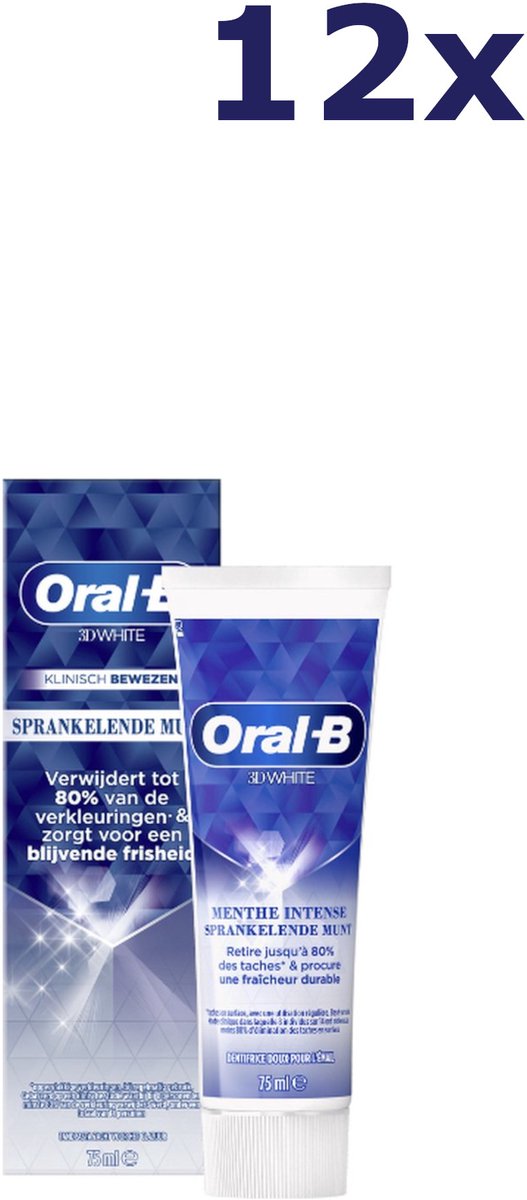 Oral-B 3D White sprankelende munt tandpasta 12 x 75 ml