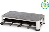 FRITEL Steengrill SG 2180 - Hotstone Grill / Raclette Kerst - Natuursteen - 1500W - 49,5x27cm - PFAS-vrij - 2 tot 8 Pers. + 8 Raclettepannetjes & Spatels