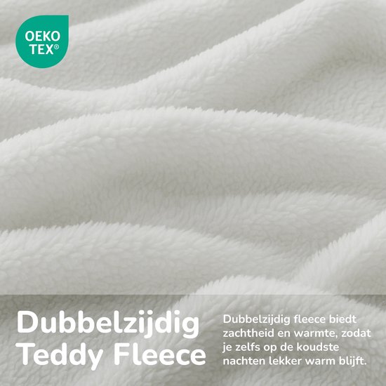 Decoware® Teddy Fleece Dekbedovertrek - Wit - Lits-jumeaux - 240x220 cm + 2 Kussenslopen 60x70 cm - Dubbelzijdig - Heerlijk Warm van Decoware — afbeelding 3