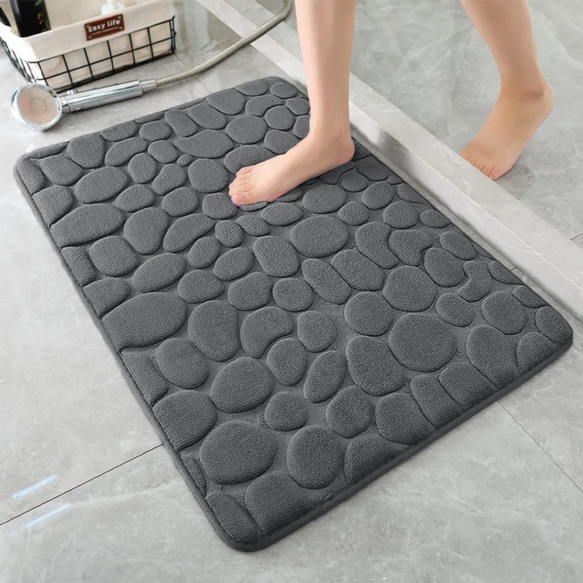 Memory Foam Badmat - Absorberende Douchemat - Badmat - Decoratieve Mat - Antislip - voor Badkamer en Woonkamer - 40 x 60 cm - Donkergrijs- 35D Memory Foam