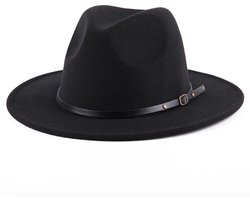 BukkitBow - Luxe Fedora Hoed - Stijlvolle Dames Zomerhoed - Elegante Wol Polyester Hoed voor Alle Seizoenen en Gelegenheden - Zwart