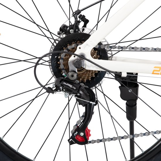 Bamcbase Sedona voorvering mountainbike - 27.5" - aluminium frame - 21 versnellingen - handrem - mechanische schijfremmen - Bell - spatborden - wit - Geschikt voor buitenactiviteiten in de lente van Bamcbase — afbeelding 3