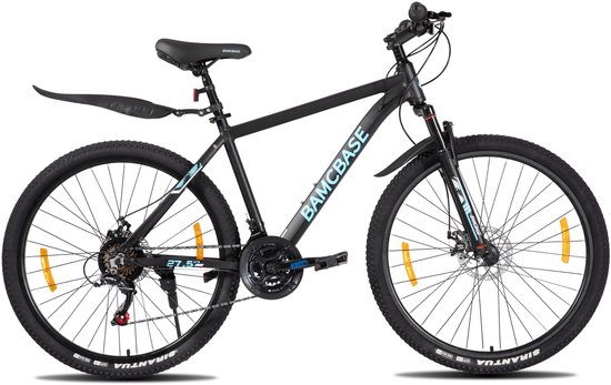 Bamcbase Sedona voorvering mountainbike - 27.5" - aluminium frame - 21 versnellingen - handrem - mechanische schijfremmen - Bell - spatborden - zwart - Geschikt voor buitenactiviteiten in de lente van Bamcbase — afbeelding 2