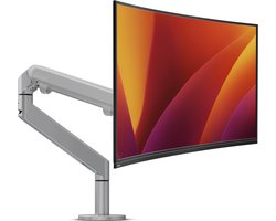 Alberenz® Single Monitorarm Zilver - Monitorbeugel - Zilver met Gasveer - Monitor Beugel - Monitor Arm - Ultrawide monitorarm - Makkelijk Verstelbaar