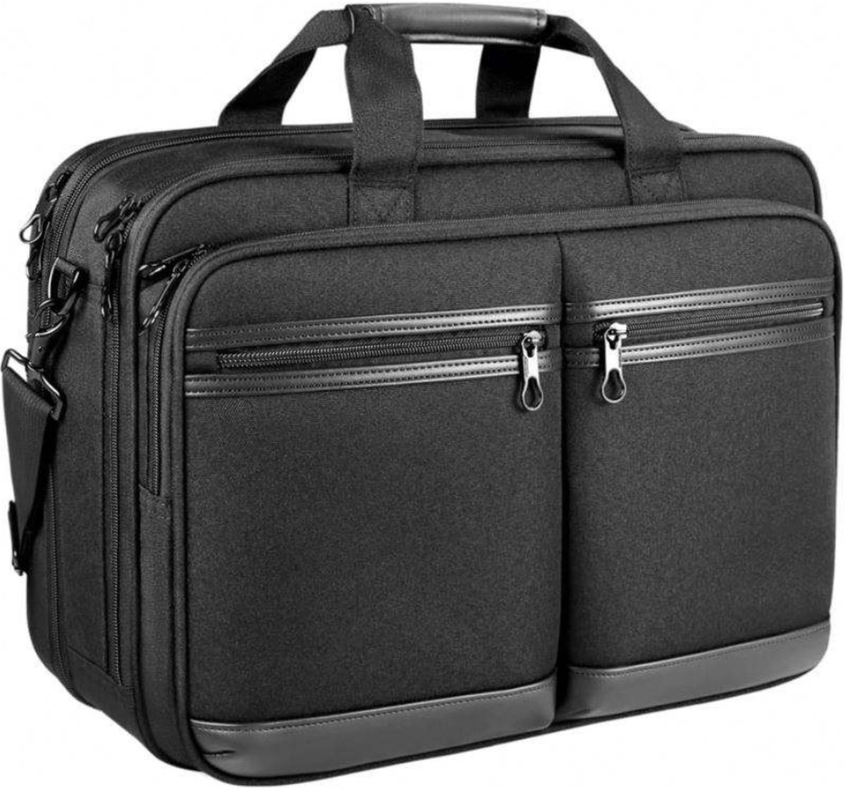 Image of 18 Inch Laptoptas Stijlvolle Laptop Aktetas voor Tot 17.3 Inch Uitbreidbare Waterafstotende Schoudertas Laptoptas Computertas met RFID-vakken voor Zaken/Reizen/School/Universiteit/Heren/Dames-Zwart