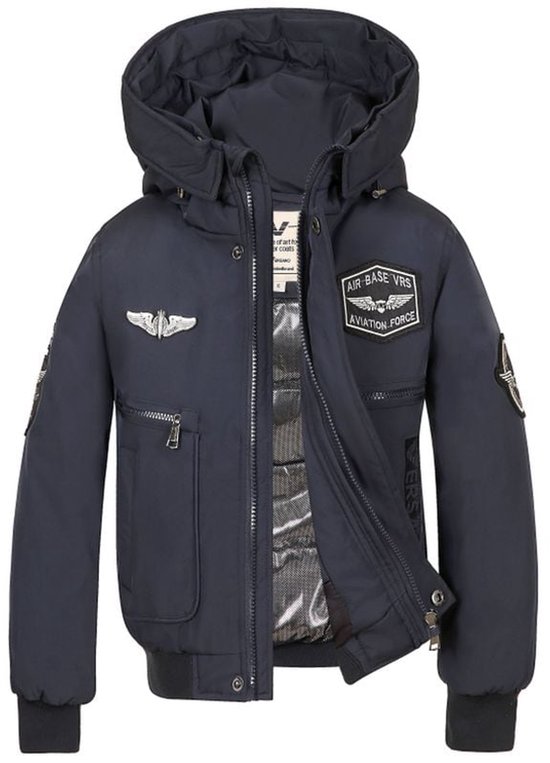 Veste d'aviateur Versano Levi 'Garçons, manteau d'hiver, taille 86 à 92 - Bleu foncé
