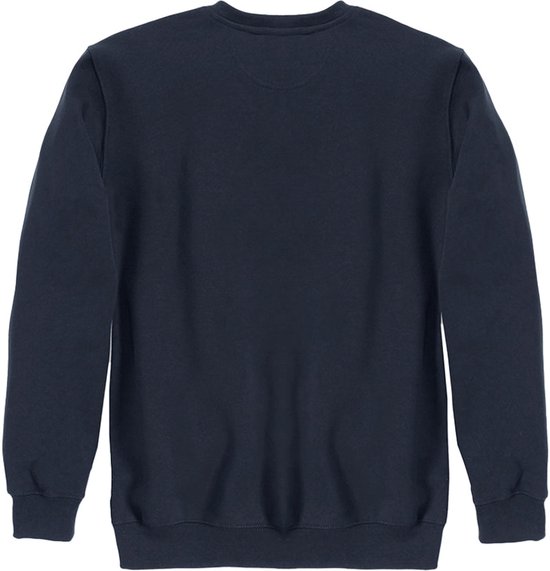 Marineblauwe Carhartt sweatshirt, achterkant, met ronde hals en lange mouwen.