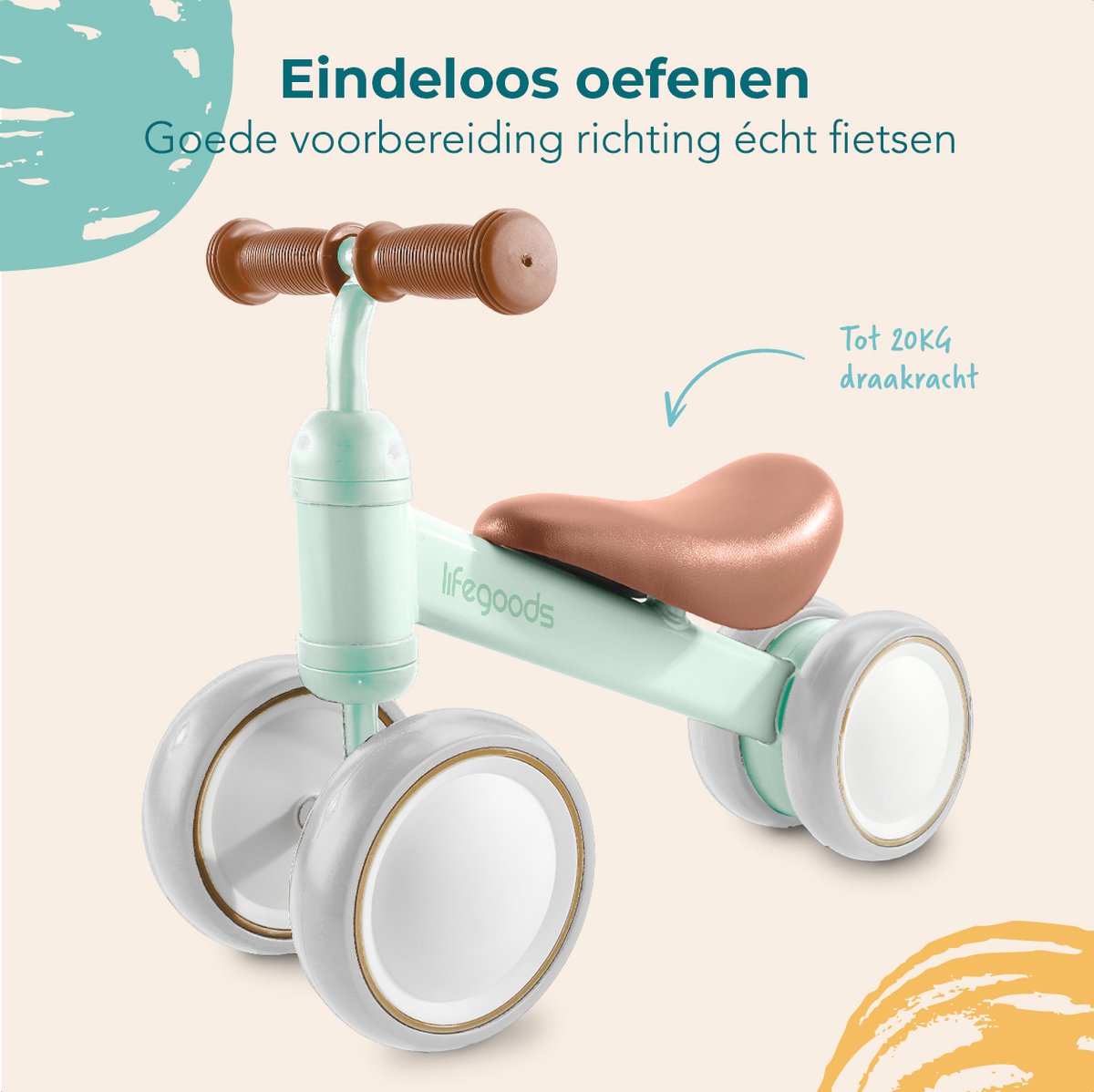 LifeGoods Loopfiets - Speelgoed Vanaf 1 jaar - Kinderstep - Loopfietsje - Pastelgroen — afbeelding 6