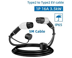 Laadkabel Type 2 | 5 meter kabel| 3.5kW (16A 1-fase) | IP65 Regenbestendig oplader| auto Laadpaal 230v | electrische oplaadpunt met oplaad stekker | Thuislader hybride 3.5 kw EV charger lader
