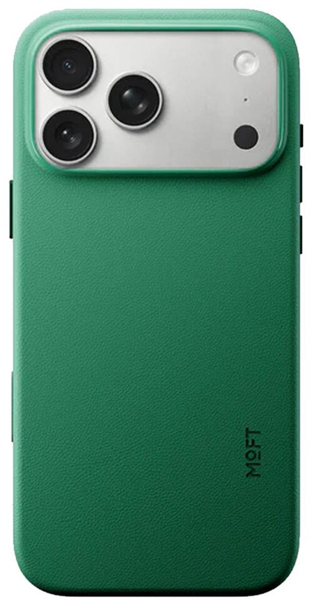 MOFT Hoesje Geschikt voor iPhone 17 Pro - MOVAS Snap Back Cover - Compatibel met MagSafe - Vegan Leer Case - Beschermhoes Dun - Duurzaam - Groen