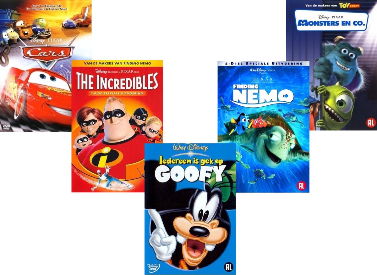 Disney Pixar 5 dvd set ( 5 aparte dvd's )