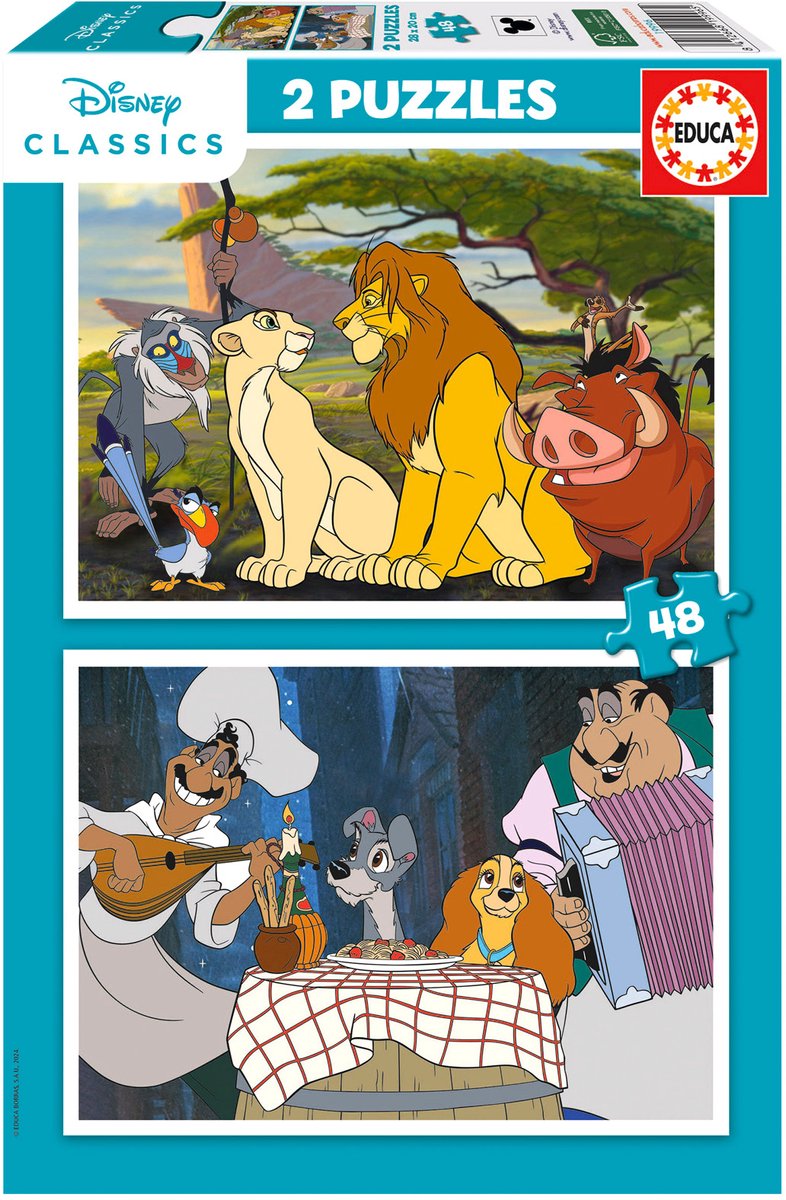 Educa Puzzel 2 x 48 Stukken: De Leeuwenkoning & De Kampioen