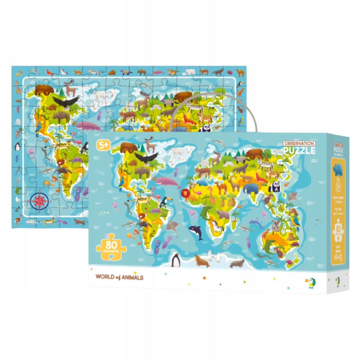 Dodo Wereldkaart Observatiepuzzel 80 Stukjes