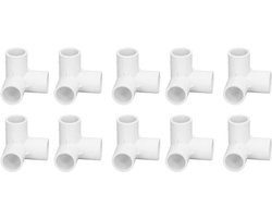 10 stuks 3-weg pijpfittingen PVC kunststof 90 graden elleboog rechte hoek T-hoekconnector 20 mm binnendiameter voor waterleidingen meubels kas (wit)