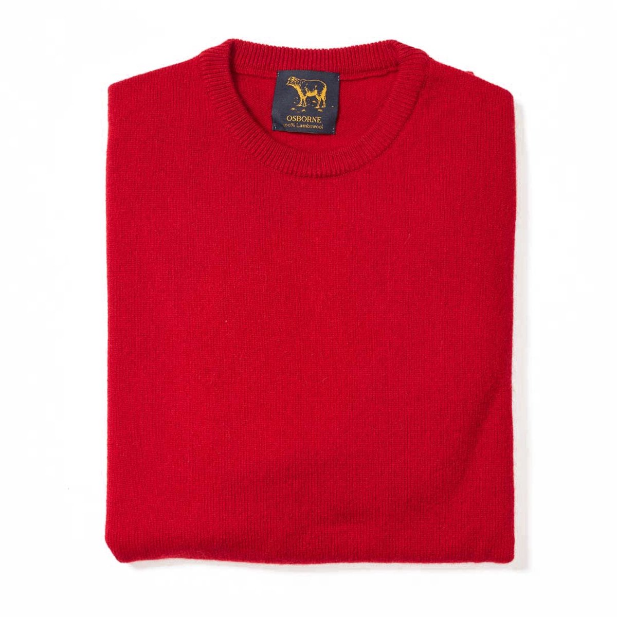 Osborne Knitwear Trui met ronde hals - Sweater heren in Lamswol - Pullover Heren - Tartan Scarlet - L
