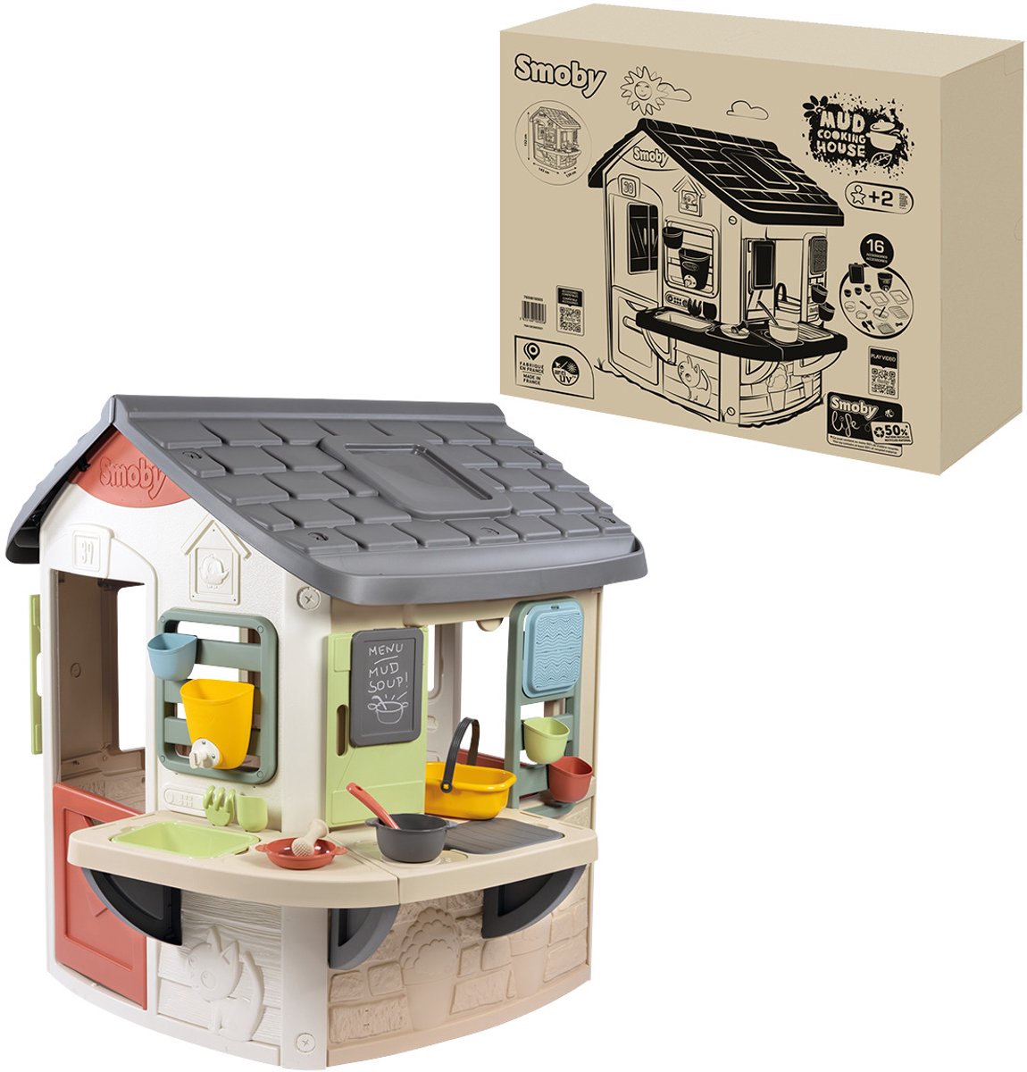 Smoby - Speelhuis met modderkeuken - 16 accessoires inbegrepen - creatief rollenspel — afbeelding 7
