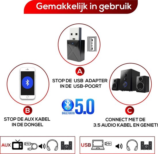 Luving™ - M138 - 2 in 1 USB Bluetooth Zender & Ontvanger - Wireless Transmitter & Receiver - Handsfree Bellen - Audio Adapter van Luving — afbeelding 4