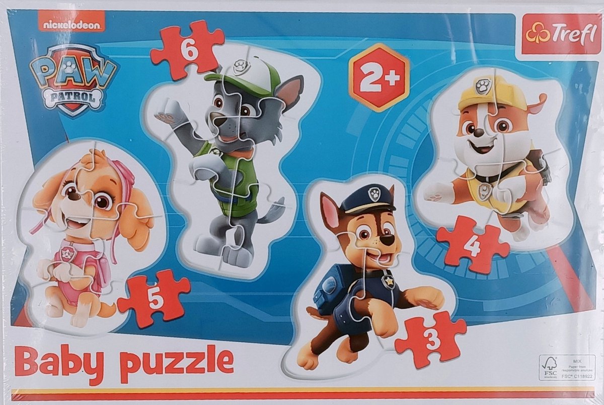 Paw Patrol Babypuzzel Chase Skye Rubble Rocky - 12 maanden+