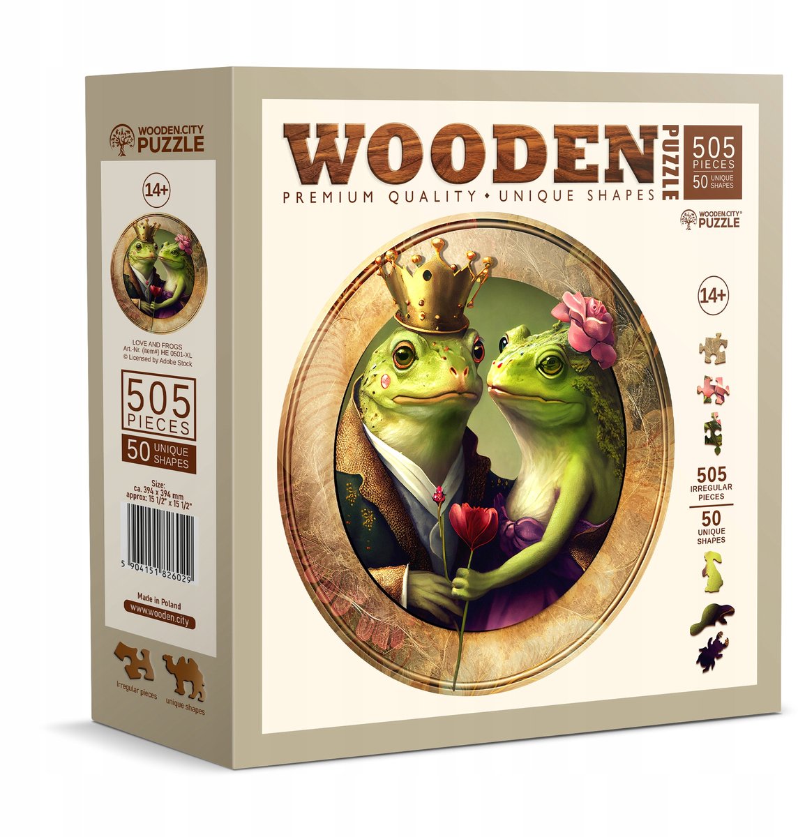 Houten Puzzel Liefde & Kikkers 505 Stukjes met Figuren