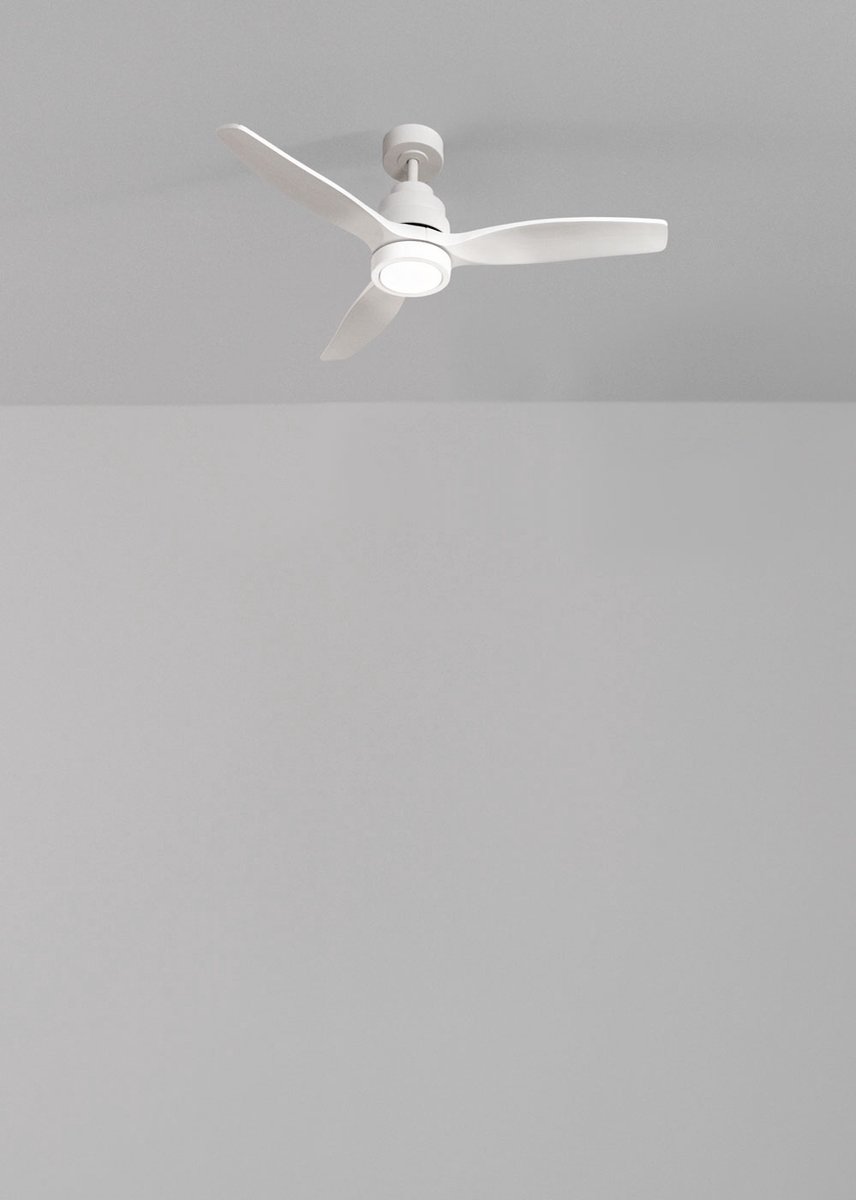 CREATE - Plafondventilator 40W silent 100% hout - Wit - Ø112cm - Met licht - Afstandsbediening - WIND STYLANCE – foto 3