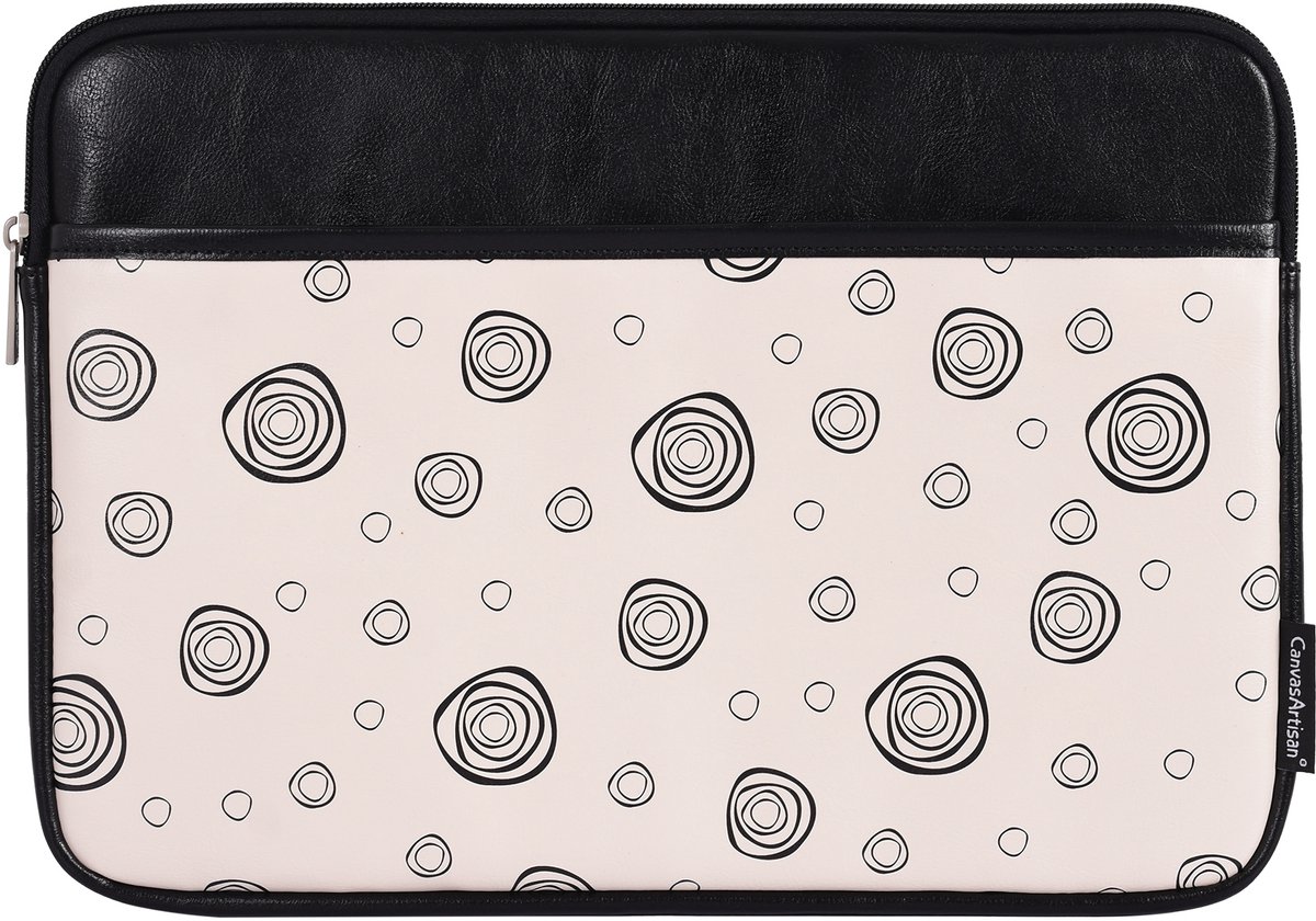 Laptophoes 13 Inch PU – Laptop Sleeve – Cosmic Circles Ivoor