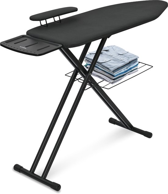 Planches à repasser à repasser Falmora - Pliable avec support pour centrale vapeur - Réglable sur 7 hauteurs - 122 x 38 cm - Zwart