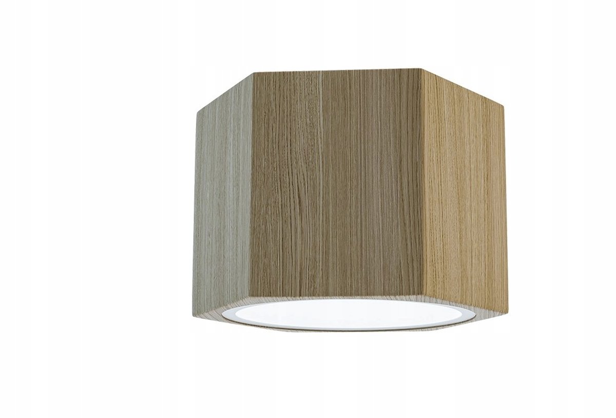 Houten plafondlamp Hexa Spot ES111 GU10 eiken 8x12 cm