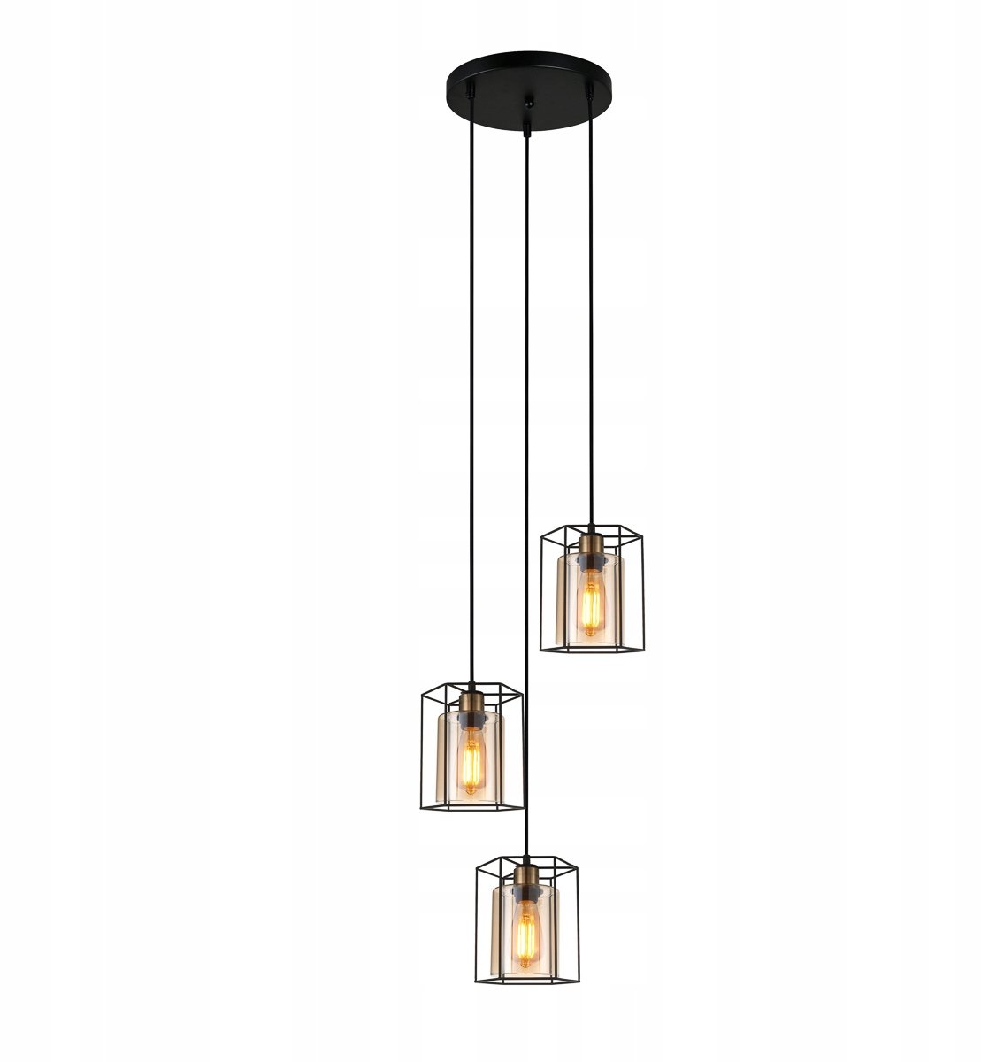 Hanglamp KALULA 3 Amber Zwart - Stijlvolle Verlichting