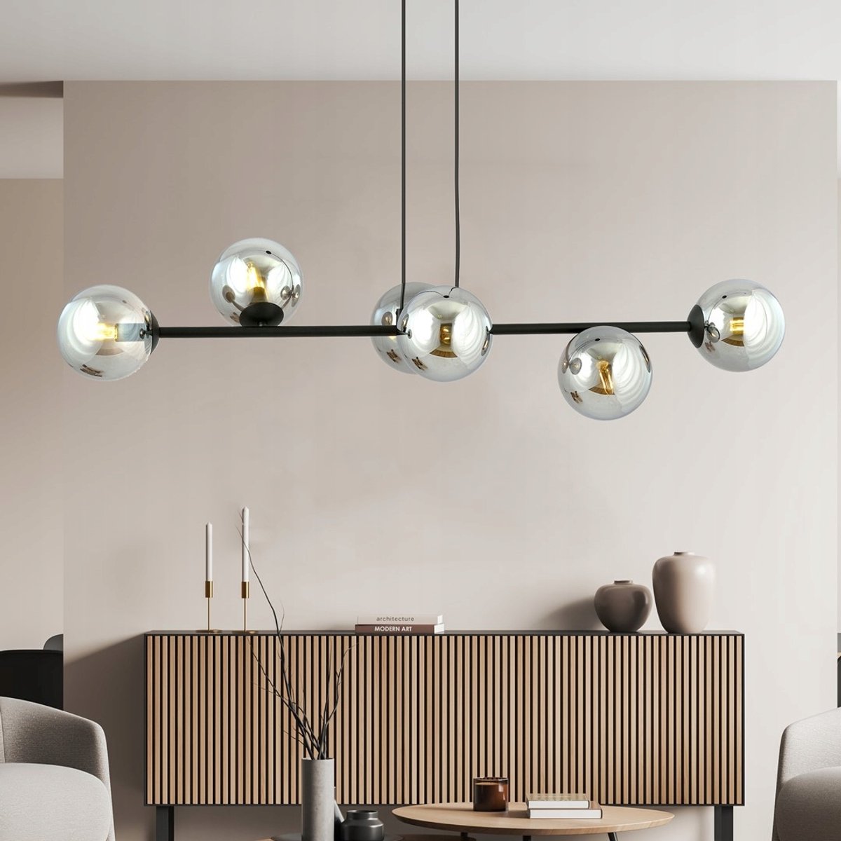 Emibig ROSSI Hanglamp Zwart 6xE14 - Stijlvol en Functioneel
