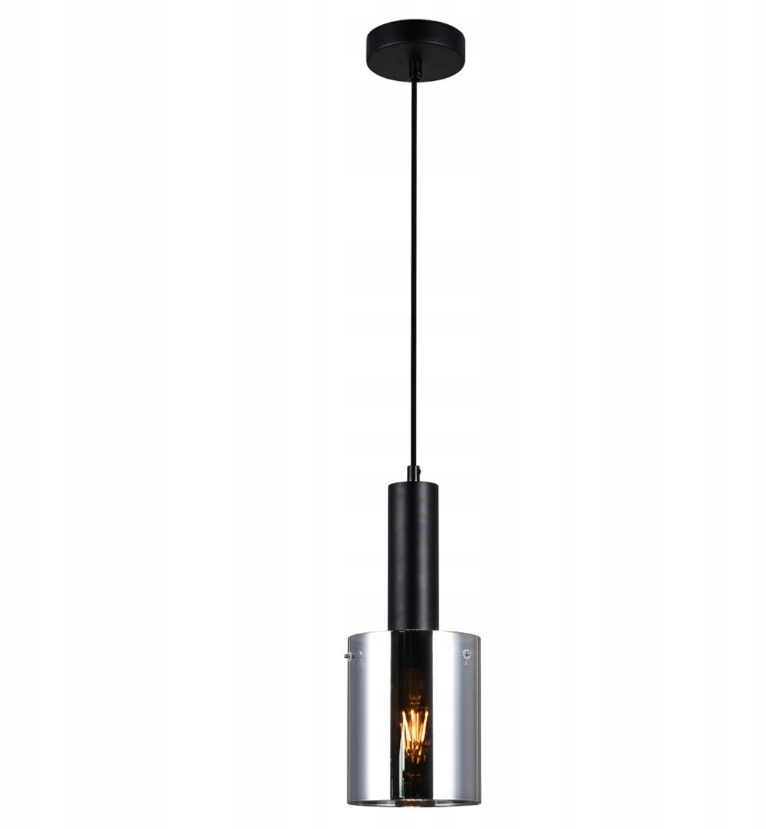 SARDO zwarte hanglamp met rookglas - E27, 13cm, modern zwart